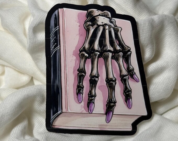 Stickers - Book Stickers Skeleton Hand Pink Black - Halloween - Gothic Stickers