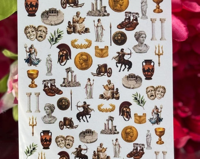 Water-Slide Nail Decals – Ancient Greek Mythology, Warriors, Temples, Gods Nail Art