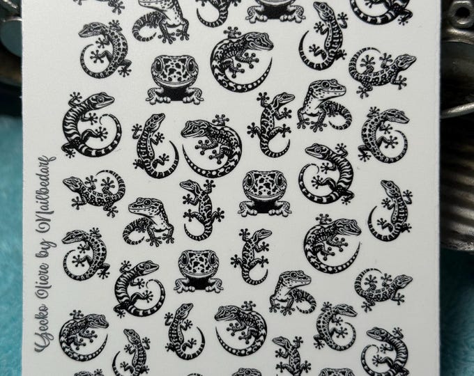 Gecko nail art waterslide stickers for nails, nail stickers reptile, lizard, animals