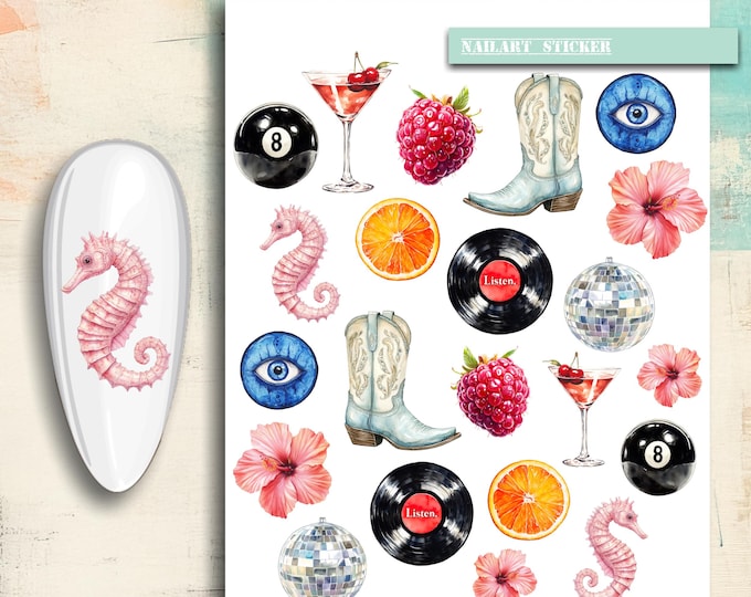 Nail Stickers / Aesthetic Nail Stickers / Element Stickers / Water Nail Decals / Party Nail Art / Luxury