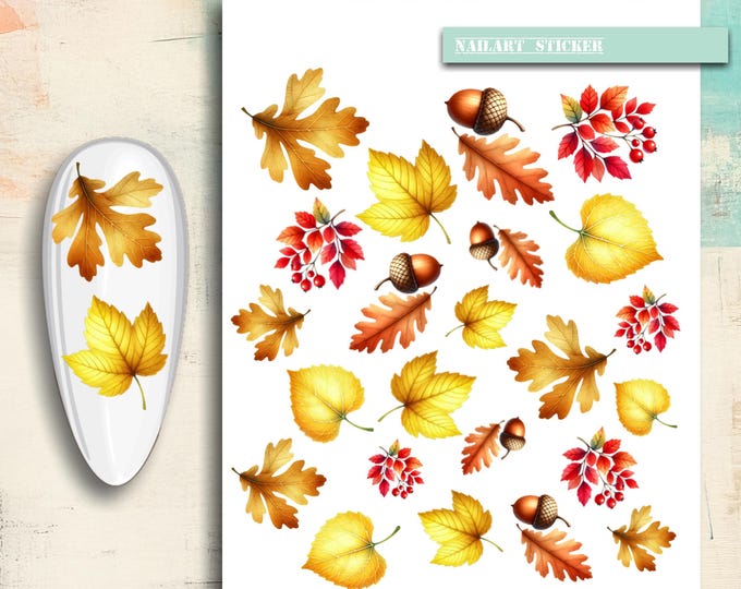 Nail stickers, nail tattoos, nail art, autumn, leaves, foliage, nail art stickers, nature