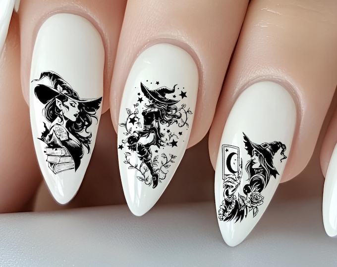 Witch Water Nail Stickers, Water Slide Stickers for Nails, Witch Nail Stickers, Halloween, Halloween Witches