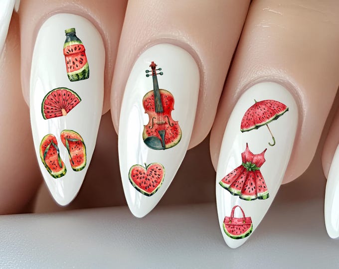 Melon Water Slide Nail Stickers, Water Slide Stickers for Nails, Watermelon Nail Stickers, Summer Fruits, Hand-Painted Fruit
