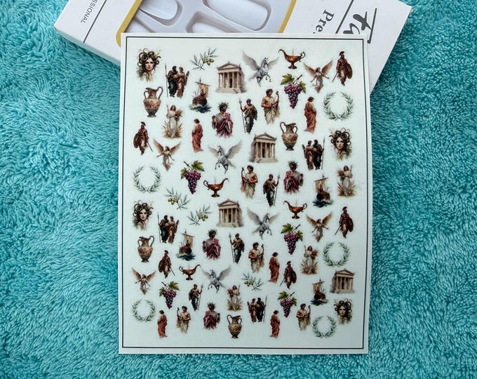 Greek Mythology Nail Stickers, Ancient Gods Nail Art, Mythical Creatures Nail Art, Water-Slide Decals