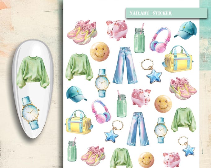Nail Stickers / Aesthetic Nail Stickers / Element Stickers / Water Nail Decals / Party Nail Art / Luxury / Pastel