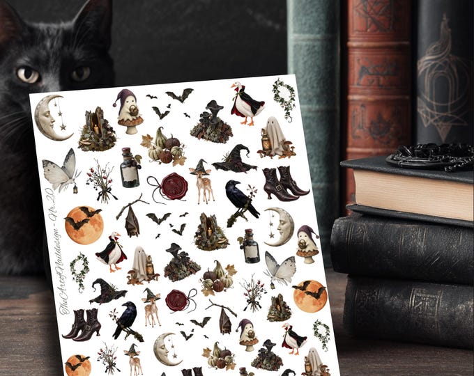 Autumn Water-Slide Decal Sticker | Nails | Nail Art | Forest Animals, Bat, Halloween