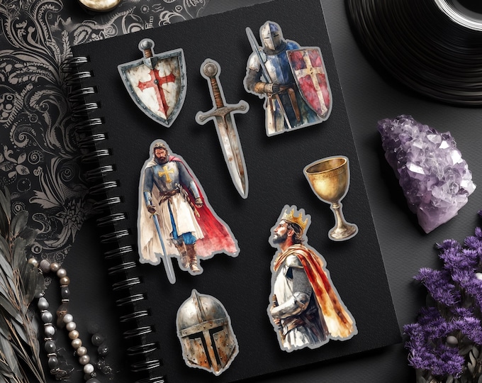 Medieval Sticker Set, Crusader Stickers, Crusade Stickers, Knightly Culture Stickers - Matte/Glossy