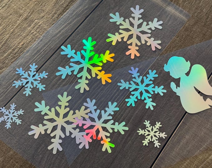Holographic Snowflake Window Decals | Window Stickers | Snowflake Stickers | Winter | Home Decor