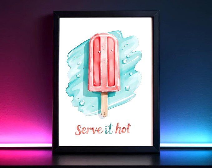 Ice Cream on a Stick Poster Print - Sweet Temptation - Modern Wall Art - Retro Print