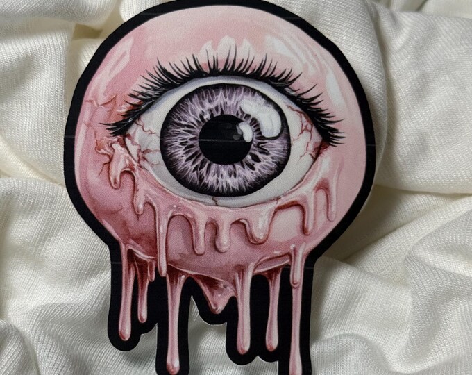 Sticker - Tearful Eye Pink Black - Halloween - Gothic Sticker
