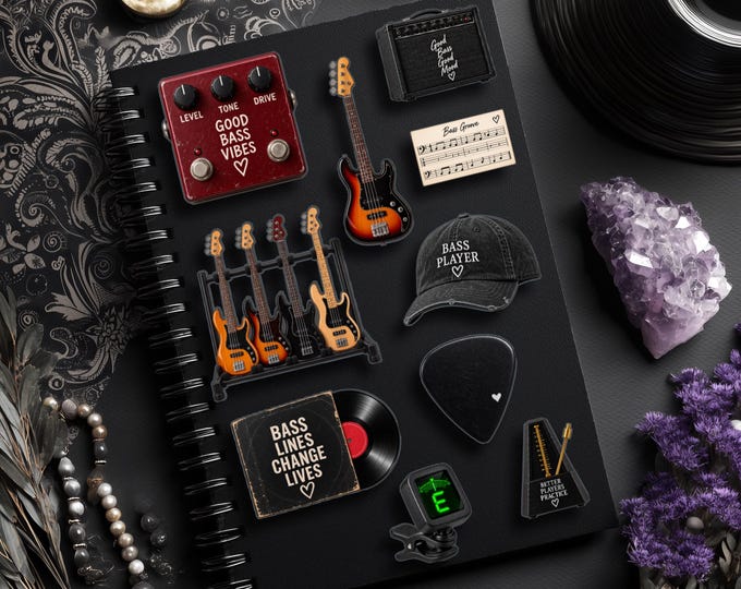 Musical Instruments, Music, Bass, Metronome, and Tuner Stickers – Available in 2 Sizes