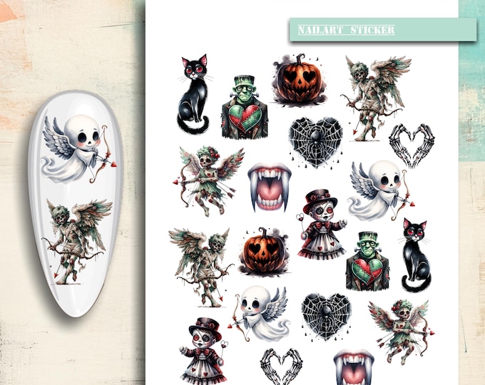 Nail Stickers / Halloween / Gothic Halloween / Water Nail Decals / Spooky Factor / Nail Art