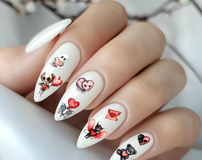 Nail Stickers / Halloween / Gothic Valentine's Day / Water Nail Decals / Spooky Factor / Nail Art