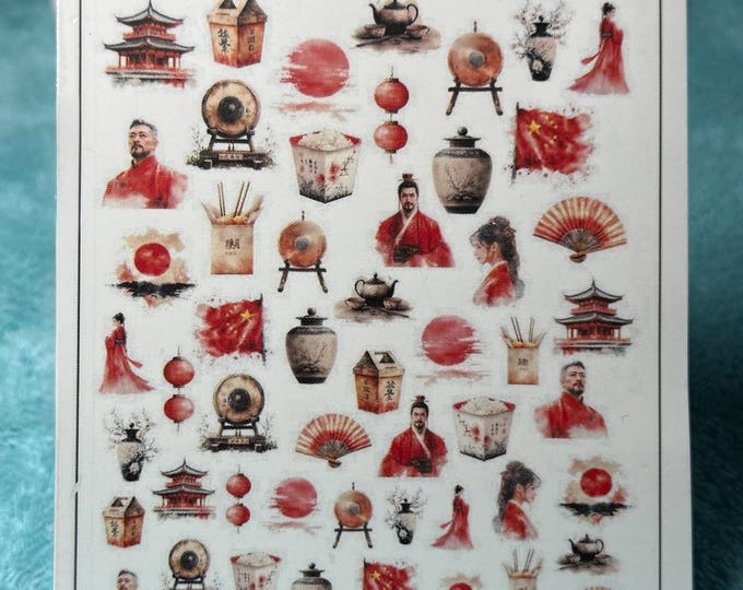 Chinese-style nail stickers, Halloween nail art stickers, nail stickers for fingernails, water-slide nail decals featuring Chinese culture