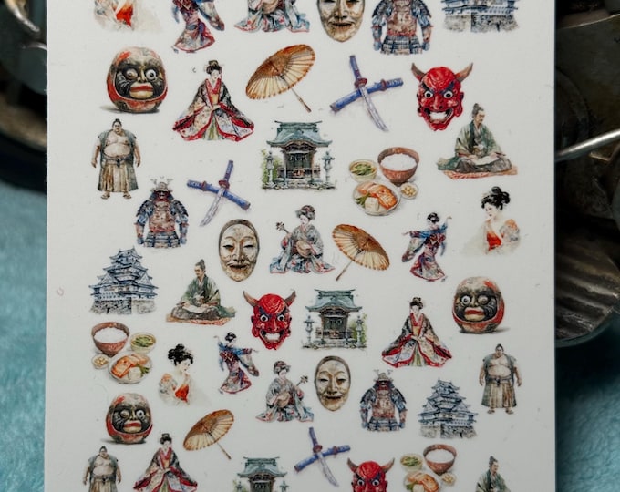 Nail Stickers - Ancient Japanese Nail Stickers - Landscape - Water Slide Stickers - Nail Art - Water Slide Nails: Samurai, Geisha, Ninja