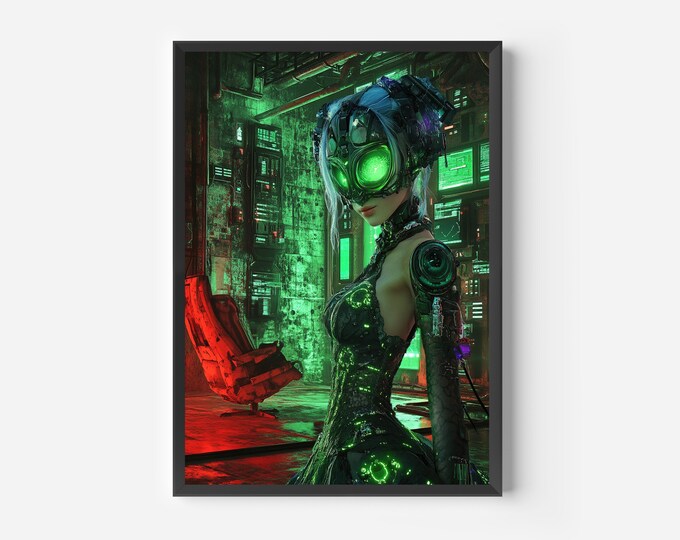 Cyberpunk Poster Print - Gaming Room - Futuristic Sci-Fi Wall Art - Techno Print