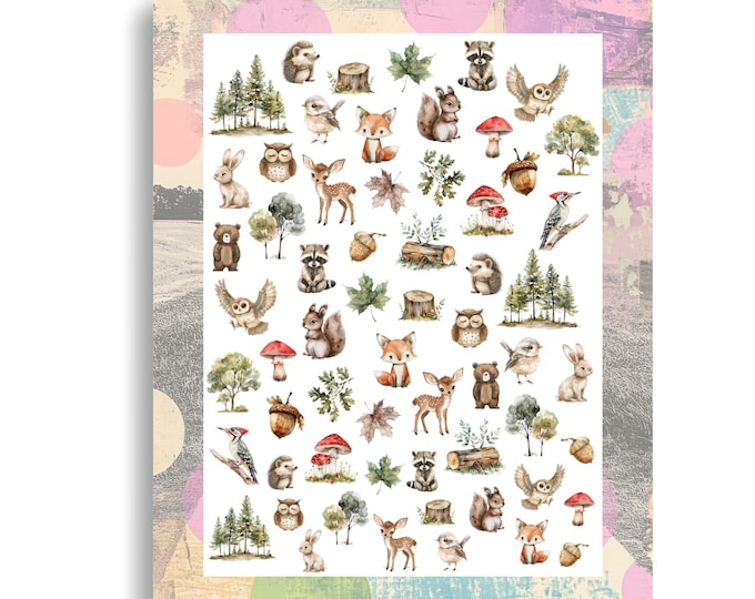 Winter Woodland Animals Nail Stickers - Waterslide Nail Decals - Nail Art Christmas Forest, Winter, Snow, Cute Woodland Animals