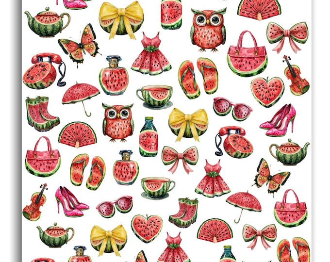 Melon Water Slide Nail Stickers, Water Slide Stickers for Nails, Watermelon Nail Stickers, Summer Fruits, Hand-Painted Fruit