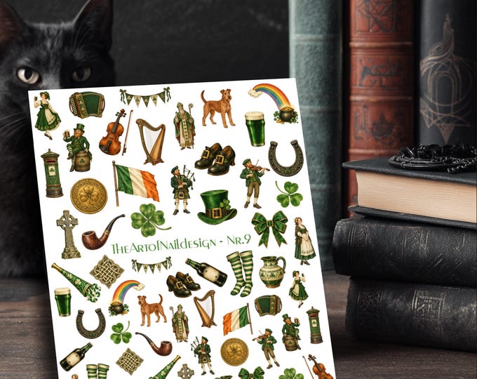 St. Patrick’s Day Water-Slide Decal Sticker | Nails | Nail Art | Baby Christening | Irish Holiday, Rainbow