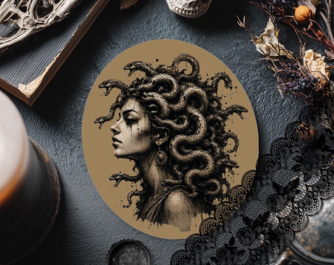 Medusa Head Sticker – Greek Myth Snake-Haired Monster Vinyl Deca