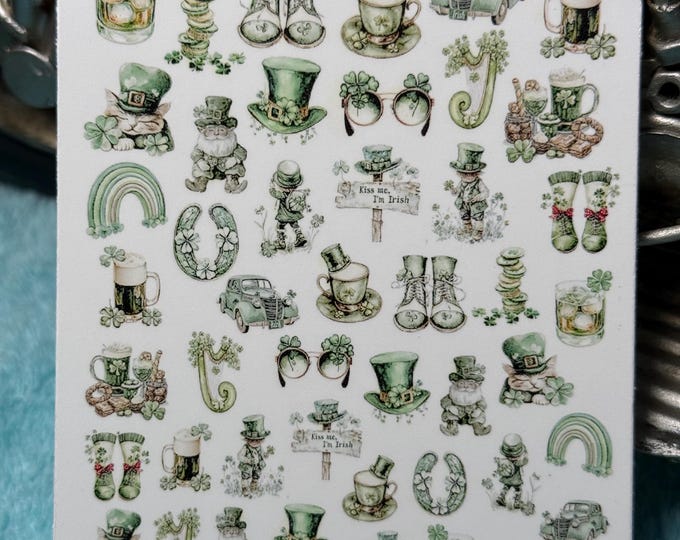 St. Patrick's Nail Art Water Slide Stickers for Nails, Nail Stickers Shamrock Shamrock Leprechaun Irish Rainbow