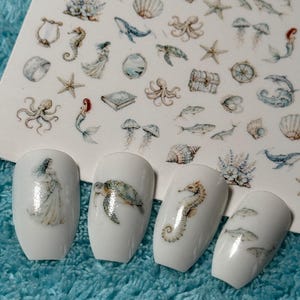 Mermaid - Waterslide Nail Stickers - Sea Creatures, Starfish, Mermaid, Seahorse, Shell, Octopus