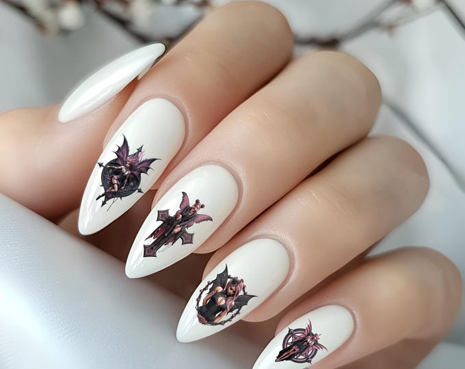 Gothic nail stickers, Gothic nails, spooky nail art, waterslide nail stickers, Gothic pastel fairies
