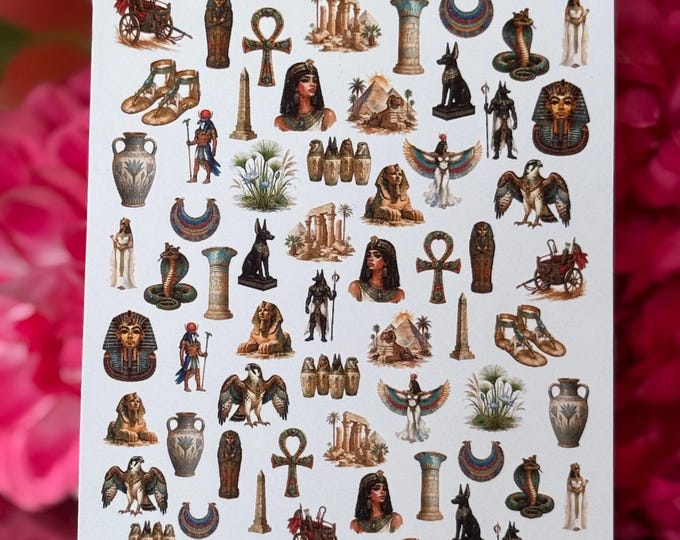 Nail Decals / Water-Slide Nail Transfers – Ancient Egypt, Pharaoh, Pyramid, Sphinx Nail Art