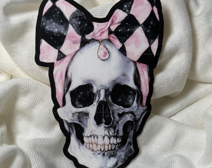 Skull Stickers - Skull stickers with pink bow - Halloween - Gothic stickers