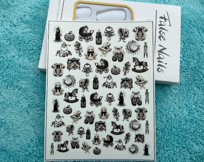 Water-Slide Nail Decals – Gothic Nail Art, Stroller, Pacifier, Rattle, Baby Bottle