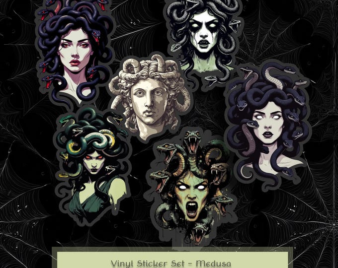 Medusa Sticker Set – Ancient Faces – Greek Mythology – Matte or Glossy