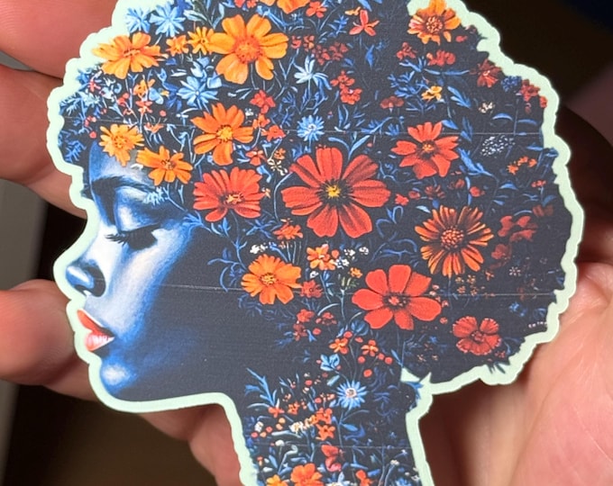 Flower Power Head Vinyl Sticker, Matte Finish, Waterproof Sticker, approx. 4 inches / 10 cm