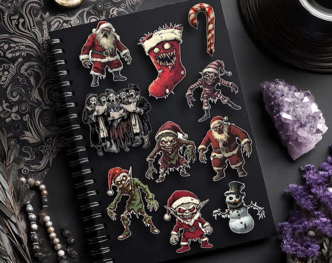 XXL Sticker, Horror Sticker, Vinyl Decal, Laptop Decor, Car & Furniture Decal, Window Graphic – Spooky Christmas