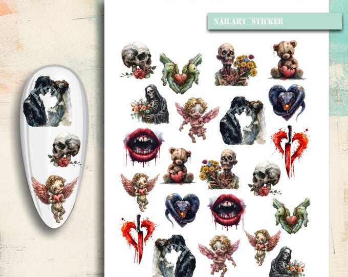 Nail Stickers / Halloween / Gothic Halloween / Water Nail Decals / Spooky Factor / Nail Art