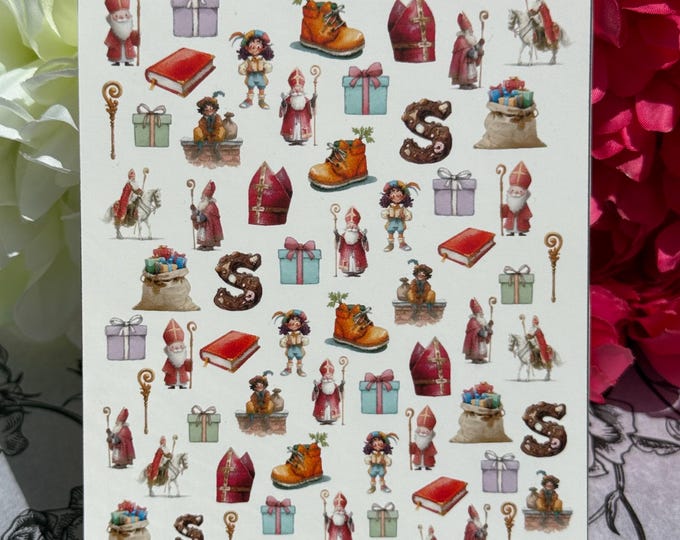 Sinterklaas water-slide nail decals – Dutch St. Nicholas, bishop, and gifts