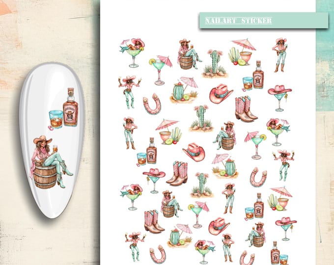 Nail art stickers Country Cowboy, Black Gothic, 50s, Fitness Sport, Cocktail Cowboy Girls