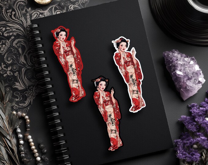 Geisha stickers - laminated matte or glossy, waterproof, durable