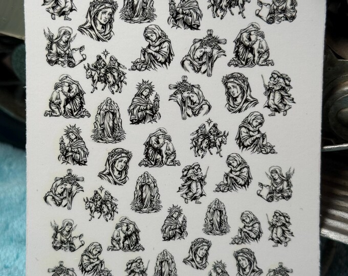 Mary Water Nail Stickers, Water Slide Stickers for Nails, Religious Holy Mother Nail Art Stickers