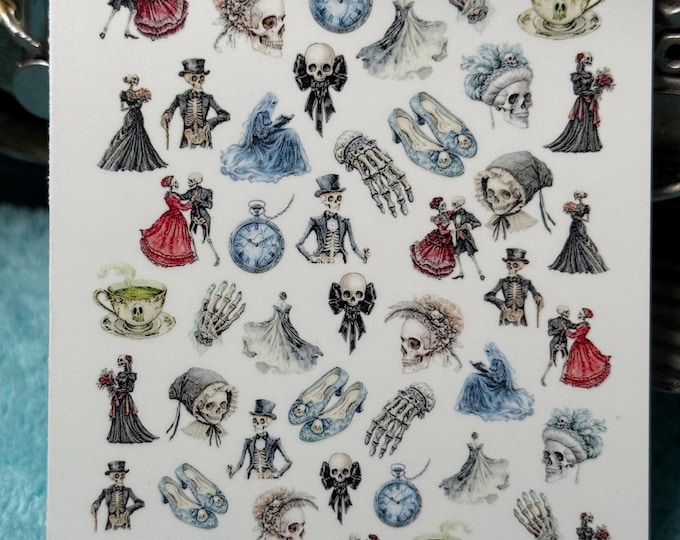 Gothic Halloween nail art waterslide stickers for nails, antique, spooky, rustic nail stickers