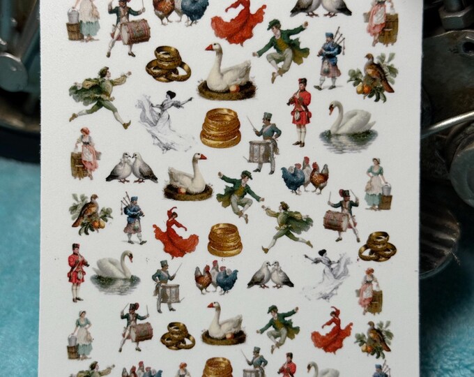 Water Slide Nail Stickers for Holidays, Water Slide Stickers for Nails, Nail Stickers with Chickens, Rings, Musicians, and Dancers