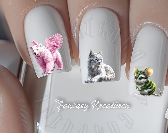 Fantasy creature water nail stickers, water slide stickers for nails, nail stickers, creatures from mythology, mythical creatures