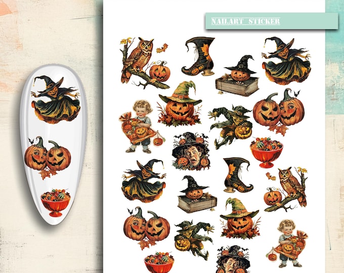 Nail Stickers / Halloween / Retro Halloween / Water Nail Decals / Spooky / Nail Art