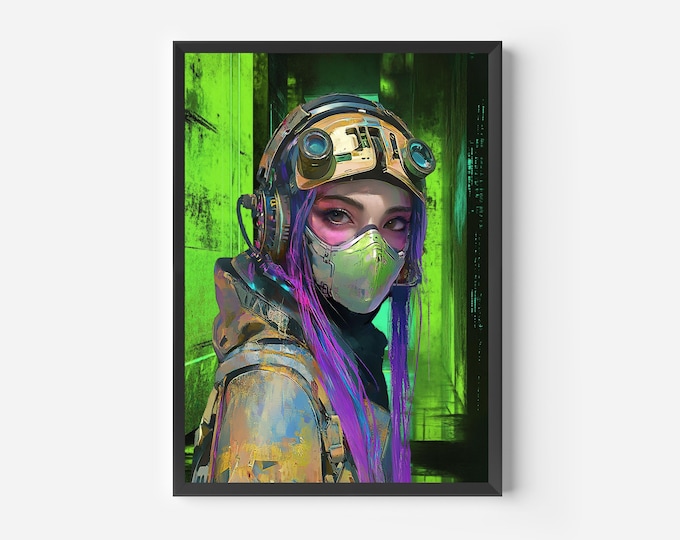 Cyberpunk Poster Print - Gaming Room - Futuristic Sci-Fi Wall Art - Techno Print