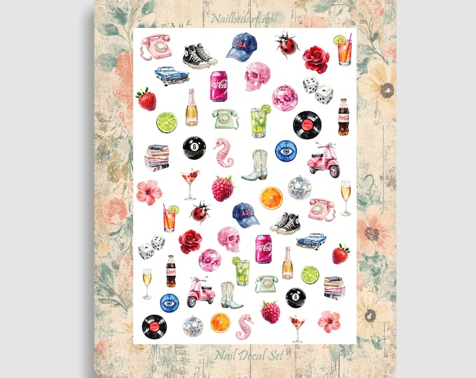 Nail Stickers / Aesthetic Nail Stickers / Element Stickers / Water Nail Decals / Party Nail Art / Luxury