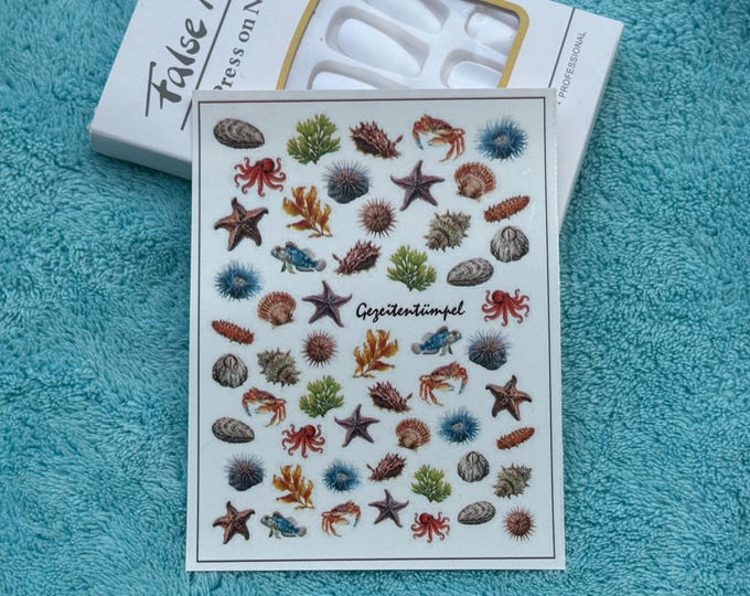 Water-Slide Nail Decals – Sea Creatures, Animals, Starfish