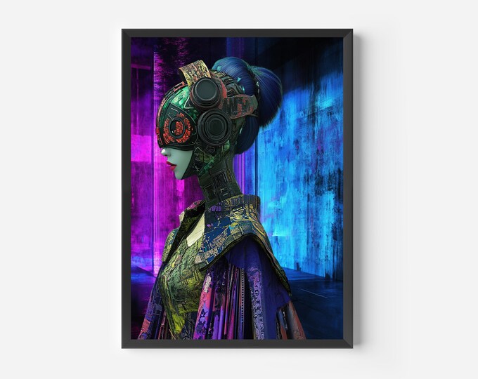 Cyberpunk Poster Print - Gaming Room - Futuristic Sci-Fi Wall Art - Techno Print
