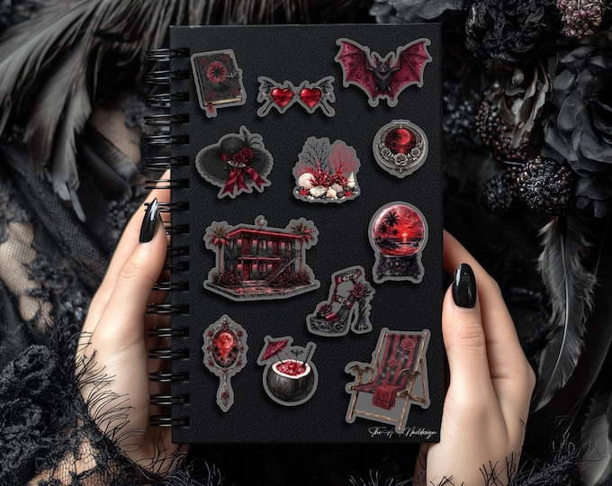 Gothic Vampire Summer Sticker Set, Compact Mirror, Bat Beach Chair