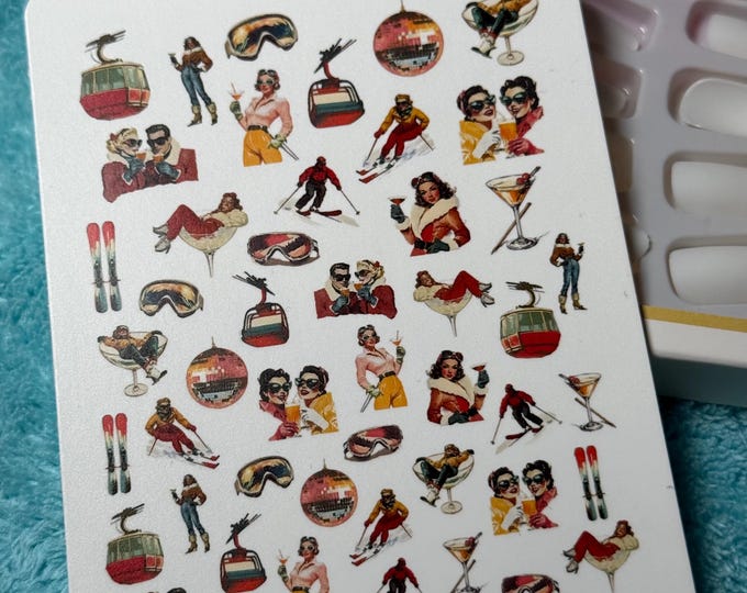 Nail stickers, vintage retro Christmas, waterslide decals, nail stickers, winter holidays, Christmas nails, nail tattoos