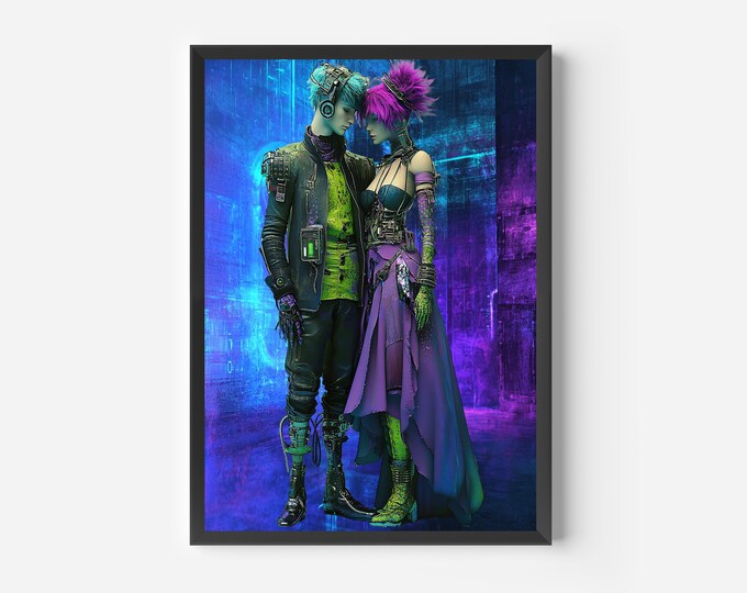 Cyberpunk Poster Print - Gaming Room - Futuristic Sci-Fi Wall Art - Techno Print