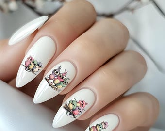 Autocollants pour ongles Oiseaux mignons, autocollants à l'eau, décalcomanies pour ongles, nail art, décoration d'ongles, oiseaux sur une branche